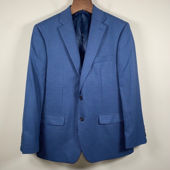 Lauren Ralph Lauren Other - Lauren Ralph Lauren Blue/Black Houndstooth Pattern Polyester Blend Blazer 42R